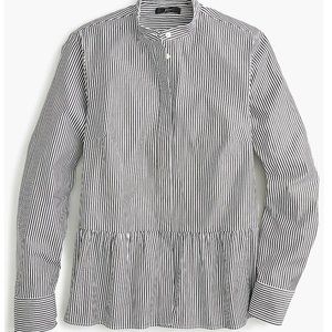 J Crew Stripe stretch button-up shirt with peplum